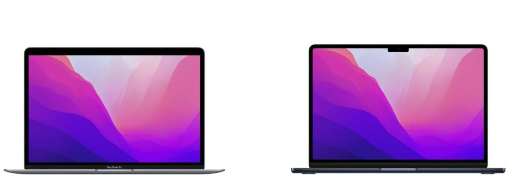 左側が旧型MacBook Air、右側が新型MacBook Air。
