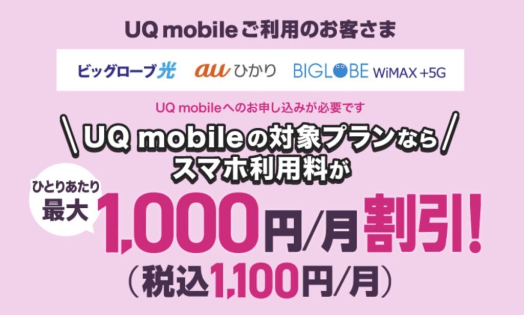UQモバイル利用者はWiMAX＋5G契約で最大1,100円の永年割引