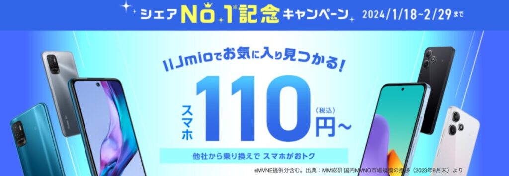 IIJmioスマホ110円キャンペーン